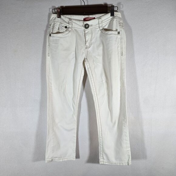 Union Bay Pants Size 5 Beige Low Rise Flared Stretch Y2K Tan White Juniors - Picture 1 of 8